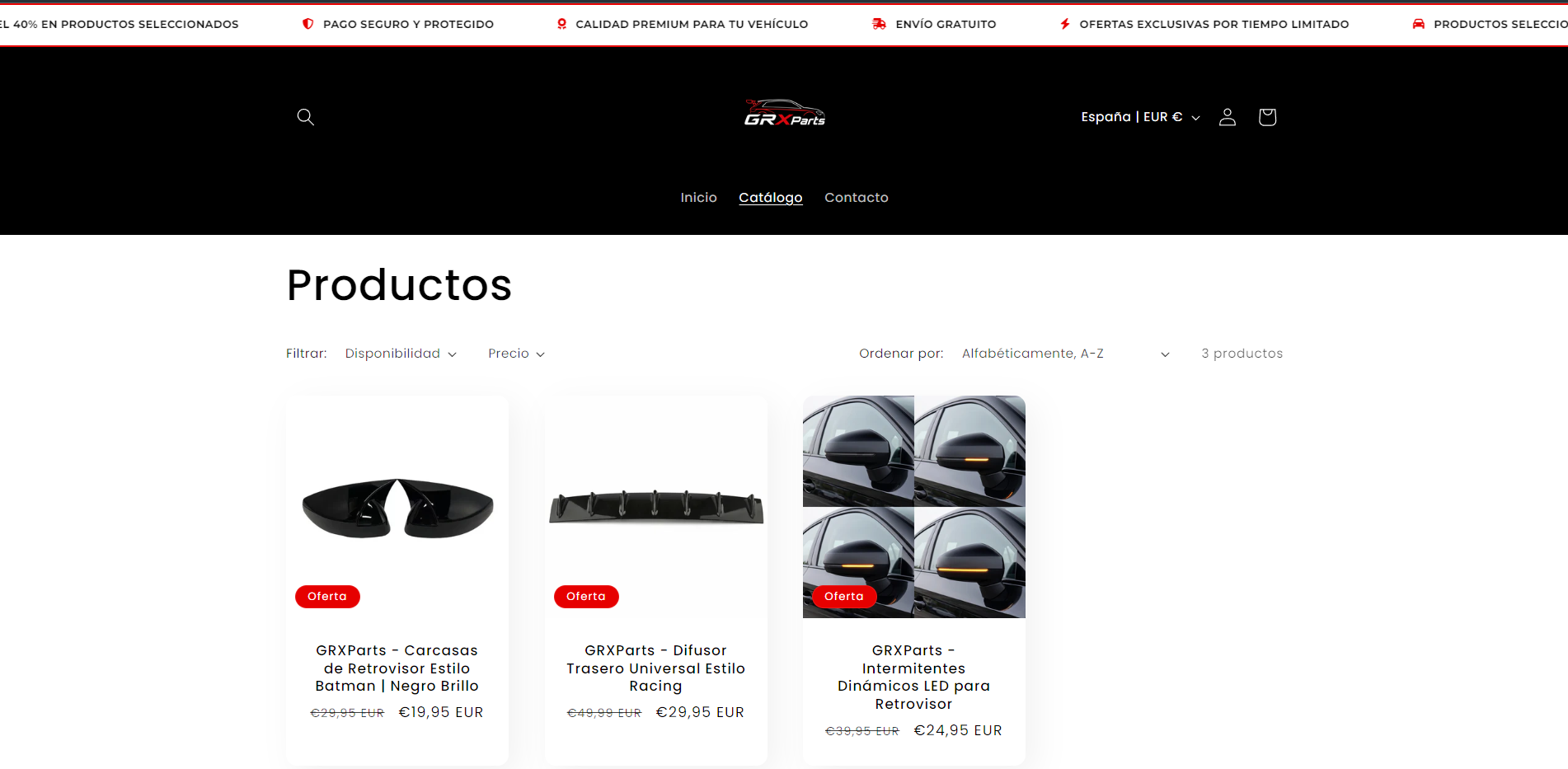 Captura del proyecto GRXParts